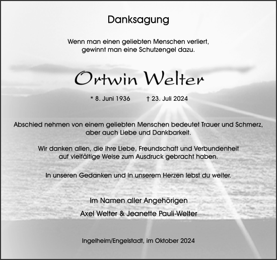 Traueranzeige von Ortwin Welter von Allgemeine Zeitung Rheinhessen-Nahe