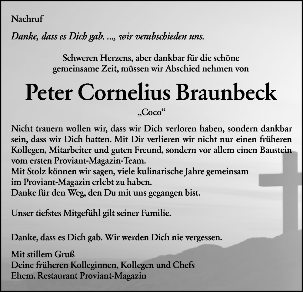  Traueranzeige für Peter Cornelius Braunbeck vom 30.10.2024 aus Allgemeine Zeitung Mainz