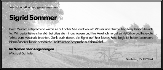 Traueranzeige von Sigrid Sommer von Bergsträßer Anzeiger