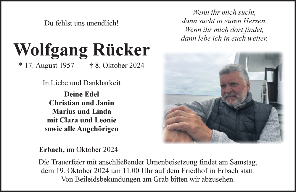  Traueranzeige für Wolfgang Rücker vom 12.10.2024 aus Nassauische Neue Presse