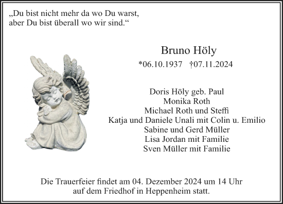 Traueranzeige von Bruno Höly von Starkenburger Echo