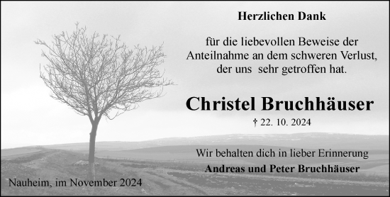 Traueranzeige von Christel Bruchhäuser von Rüsselsheimer Echo