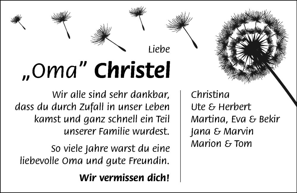  Traueranzeige für Christel Bruchhäuser vom 02.11.2024 aus Rüsselsheimer Echo