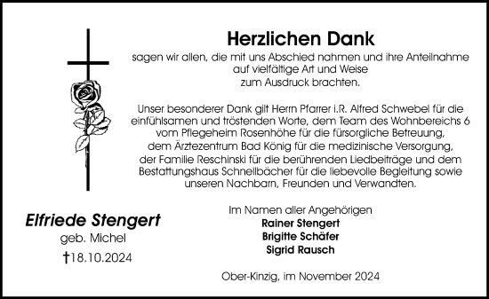 Traueranzeige von Elfriede Stengert von Odenwälder Echo