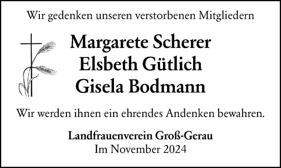 Traueranzeige von Elsbeth Gütlich von Groß-Gerauer Echo