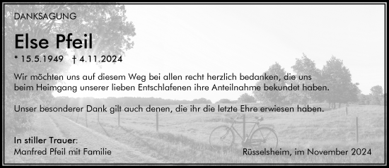 Traueranzeige von Else Pfeil von Rüsselsheimer Echo