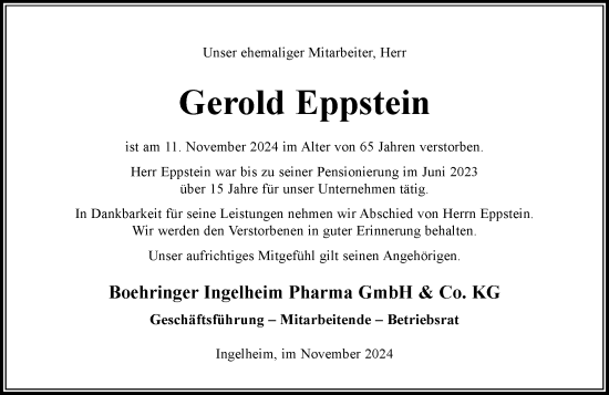 Traueranzeige von Gerold Eppstein von Allgemeine Zeitung Rheinhessen-Nahe