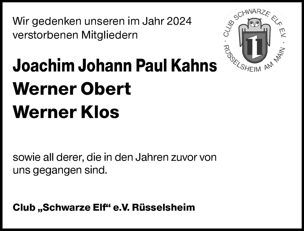  Traueranzeige für Joachim Johann Paul Kahns vom 23.11.2024 aus Rüsselsheimer Echo