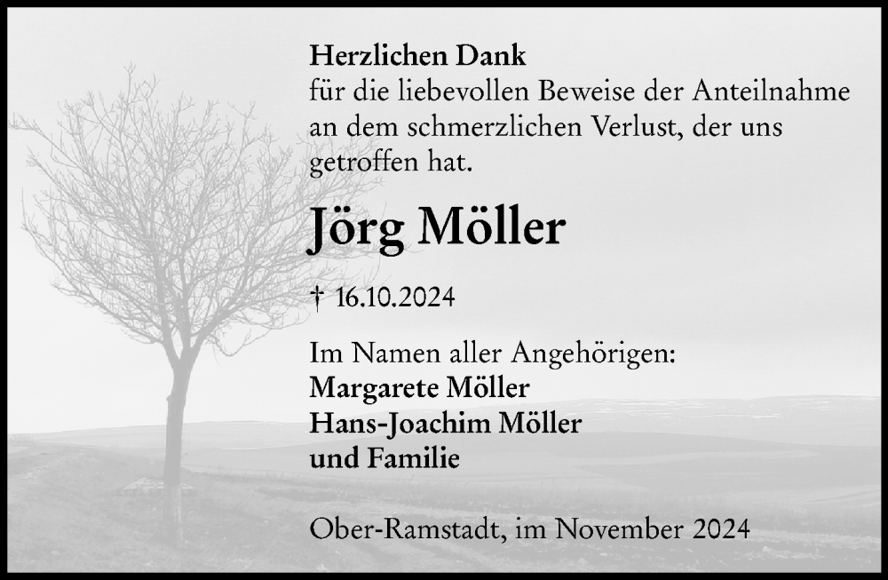  Traueranzeige für Jörg Möller vom 23.11.2024 aus Darmstädter Echo