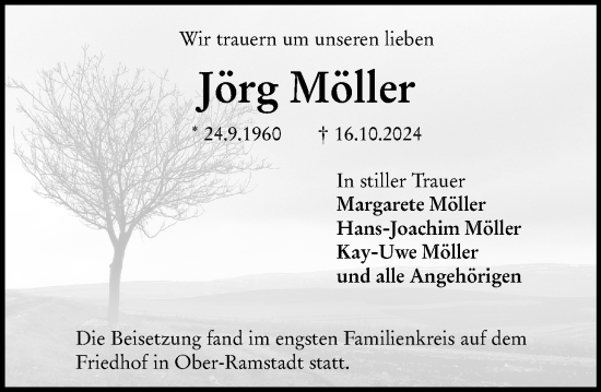 Traueranzeige von Jörg Möller von Darmstädter Echo