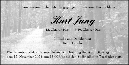Traueranzeige von Kurt Jung von Wiesbadener Kurier