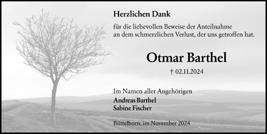 Traueranzeige von Otmar Barthel von Groß-Gerauer Echo