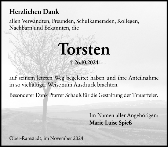 Traueranzeige von Torsten Spieß von Darmstädter Echo