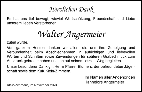 Traueranzeige von Walter Angermeier von Dieburger Anzeiger/Groß-Zimmerner Lokal-Anzeiger