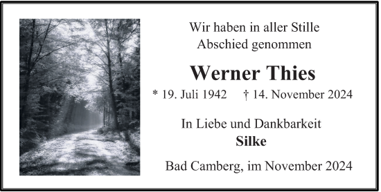 Traueranzeige von Werner Thies von Camberger Anzeiger