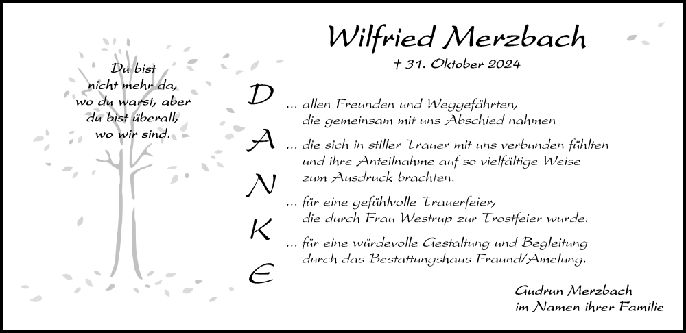  Traueranzeige für Wilfried Merzbach vom 30.11.2024 aus Wiesbadener Kurier