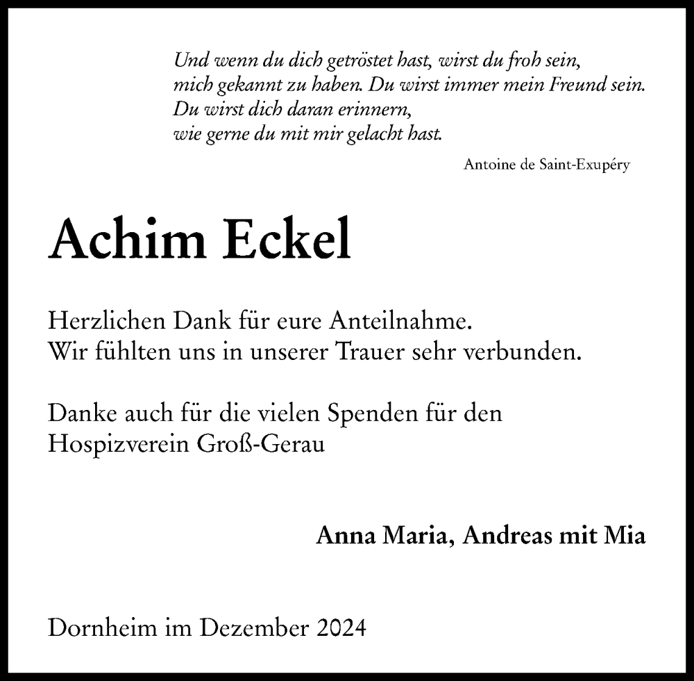  Traueranzeige für Achim Eckel vom 21.12.2024 aus Groß-Gerauer Echo
