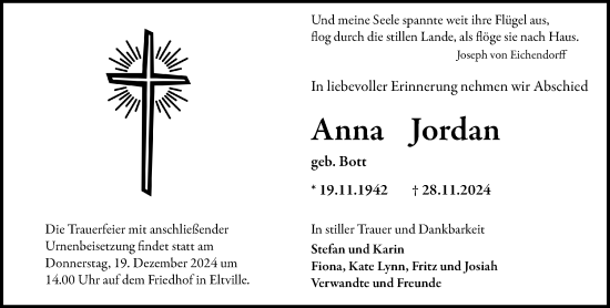 Traueranzeige von Anna Jordan von Rheingau Kurier