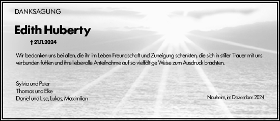 Traueranzeige von Edith Huberty von Rüsselsheimer Echo