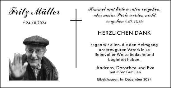 Traueranzeige von Fritz Müller von Dill Block