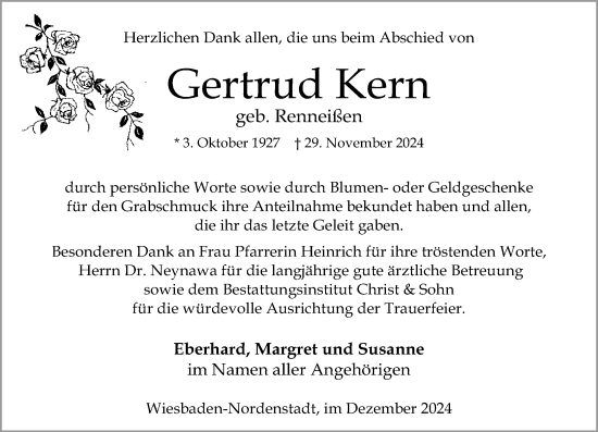 Traueranzeige von Gertrud Kern von Wiesbadener Kurier