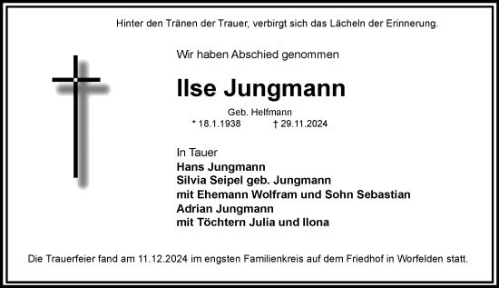 Traueranzeige von Ilse Jungmann von Groß-Gerauer Echo