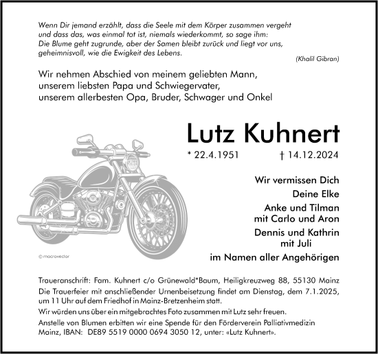 Traueranzeige von Lutz Kuhnert von Allgemeine Zeitung Rheinhessen-Nahe