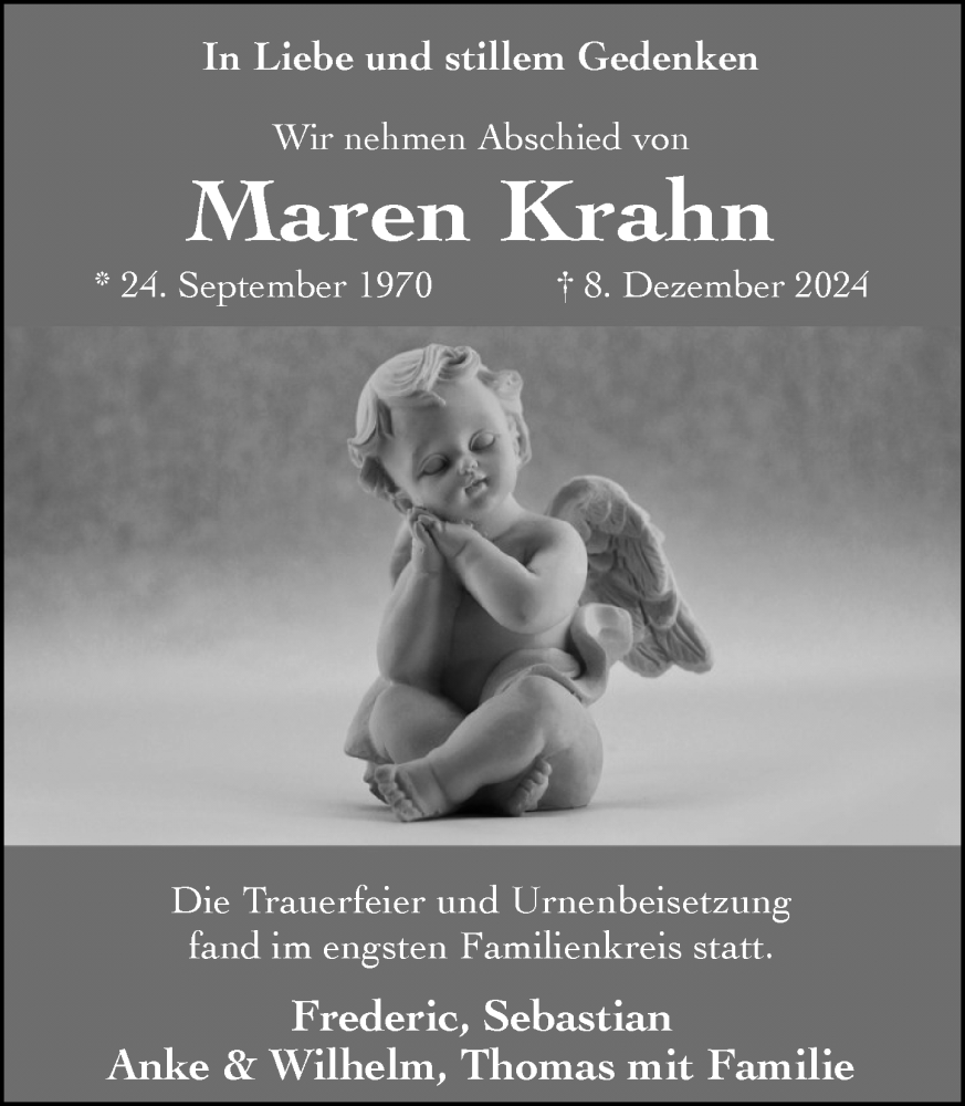  Traueranzeige für Maren Krahn vom 21.12.2024 aus Wiesbadener Kurier