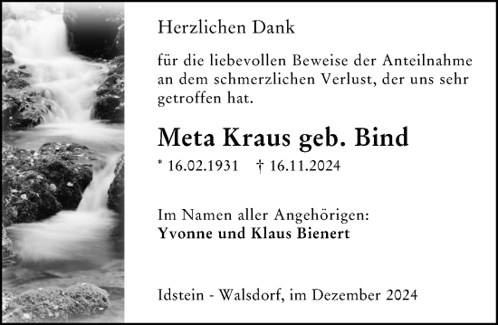Traueranzeige von Meta Kraus von Camberger Anzeiger