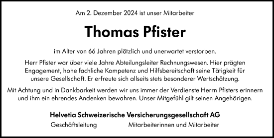 Traueranzeige von Thomas Pfister von Groß-Gerauer Echo