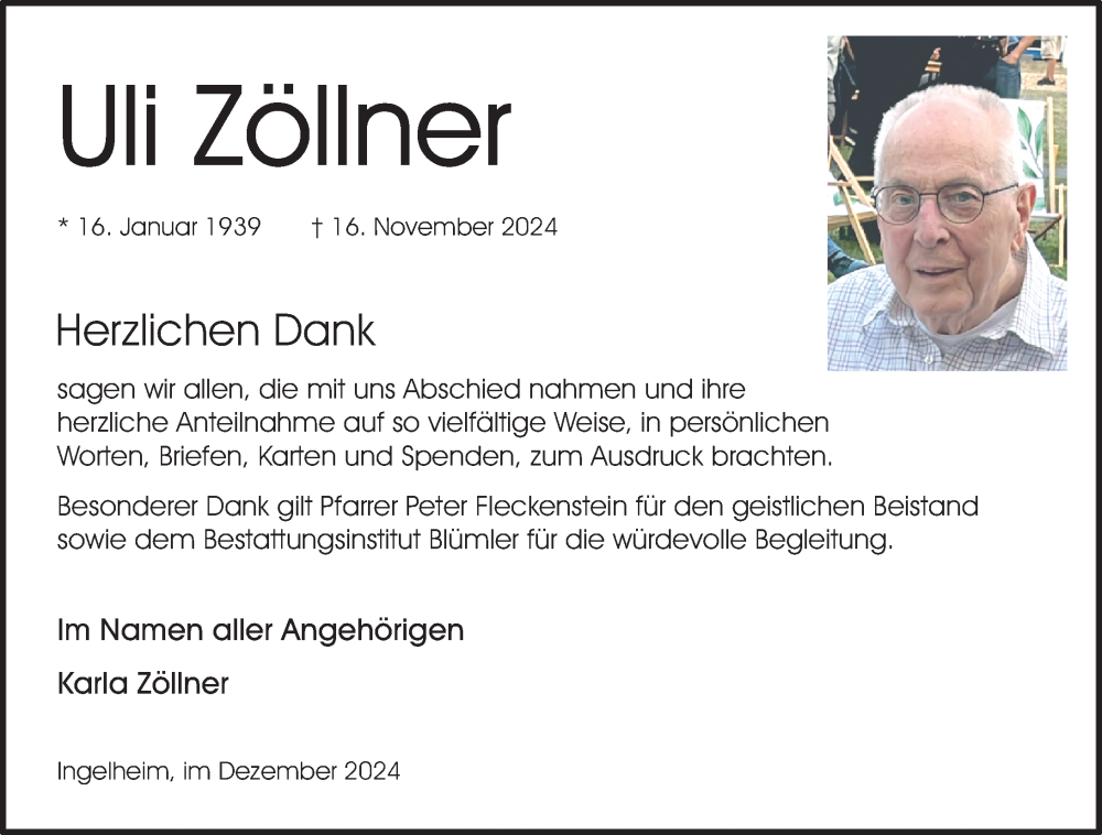  Traueranzeige für Ulli Zöllner vom 28.12.2024 aus Allgemeine Zeitung Rheinhessen-Nahe