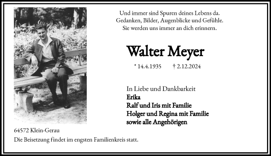 Traueranzeige von Walter Meyer von Groß-Gerauer Echo