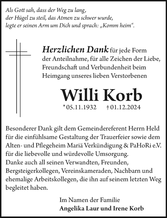 Traueranzeige von Willi Korb von Starkenburger Echo