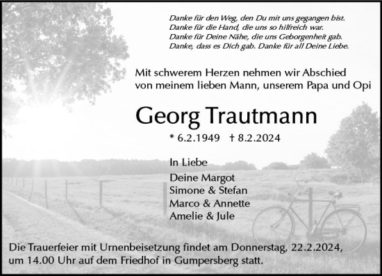 Traueranzeige von Georg Trautmann von Odenwälder Echo