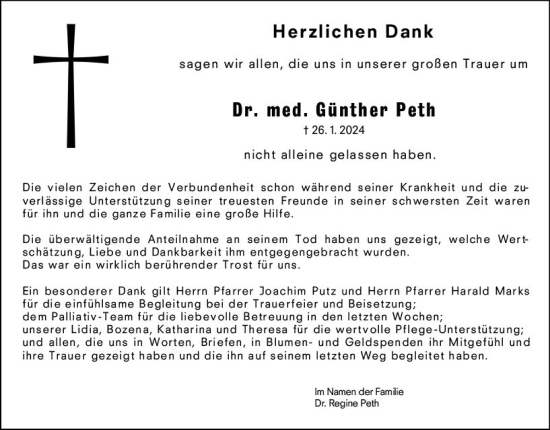 Traueranzeige von Günther Peth von Darmstädter Echo