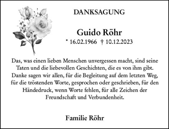 Traueranzeige von Guido Röhr von Allgemeine Zeitung Mainz