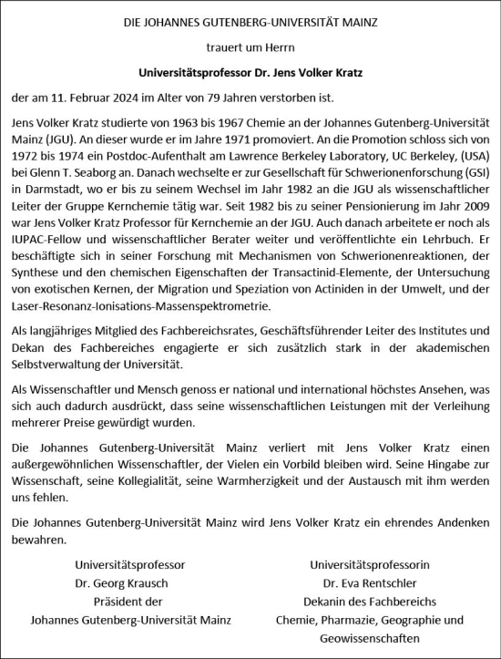Traueranzeige von Jens Volker Kratz von Allgemeine Zeitung Mainz