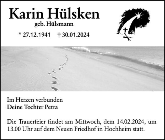 Traueranzeige von Karin Hülsken von Hochheimer Zeitung