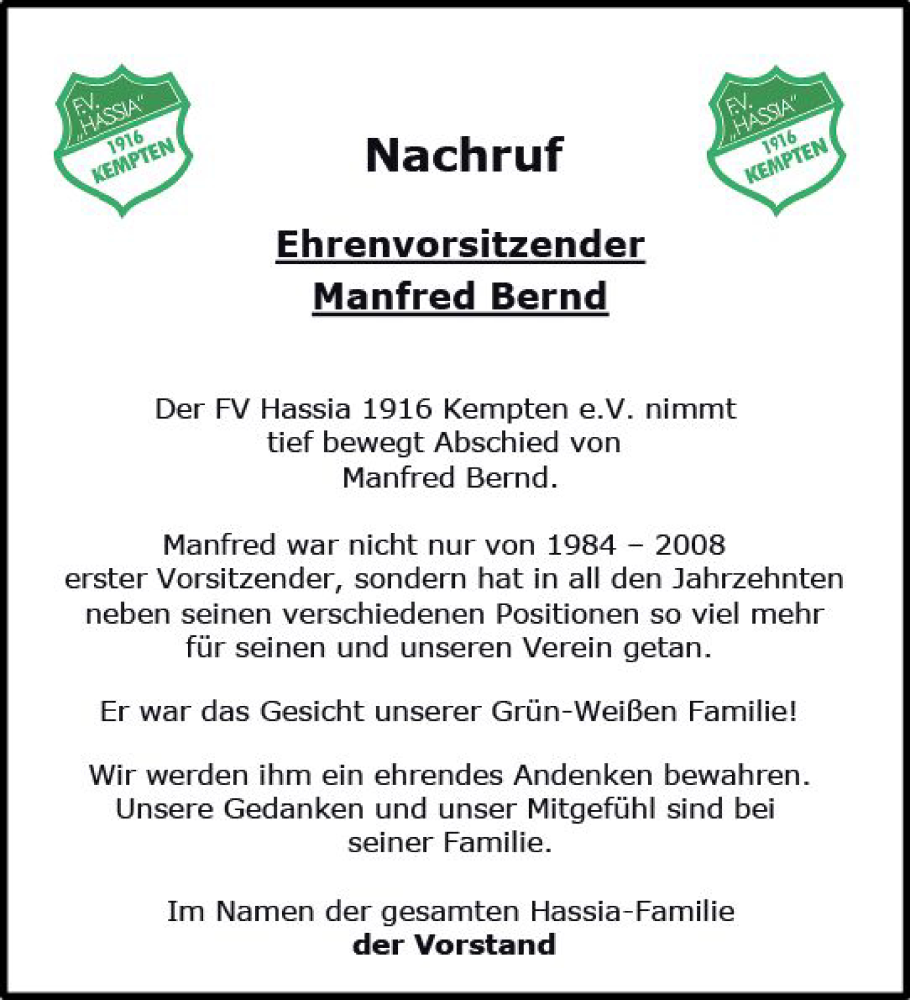  Traueranzeige für Manfred Bernd vom 10.02.2024 aus Allgemeine Zeitung Bingen/Ingelheim