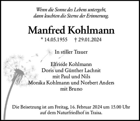 Traueranzeige von Manfred Kohlmann von Darmstädter Echo