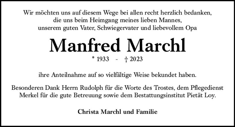  Traueranzeige für Manfred Marchl vom 10.02.2024 aus Wiesbadener Kurier