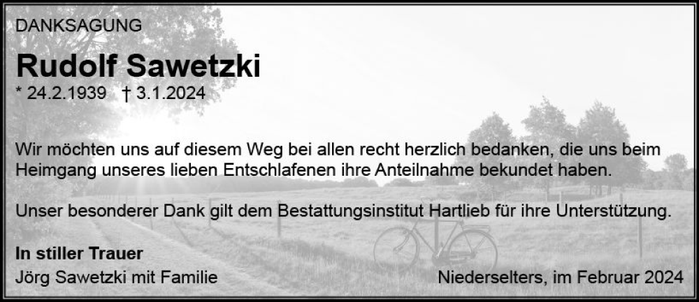  Traueranzeige für Rudolf Sawetzki vom 29.02.2024 aus Camberger Anzeiger
