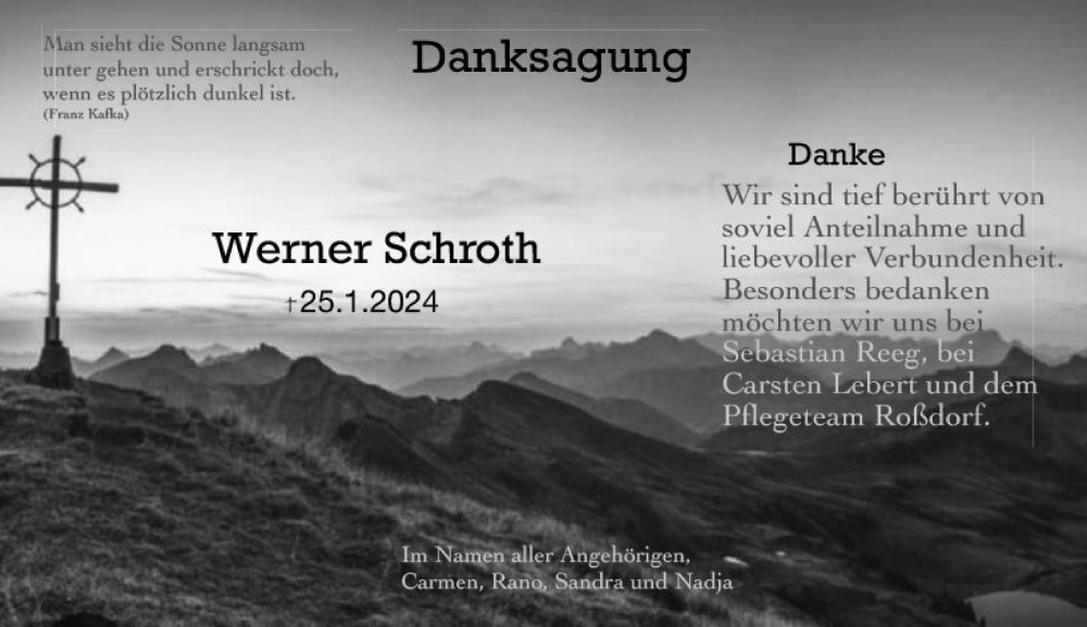  Traueranzeige für Werner Schroth vom 17.02.2024 aus Darmstädter Echo