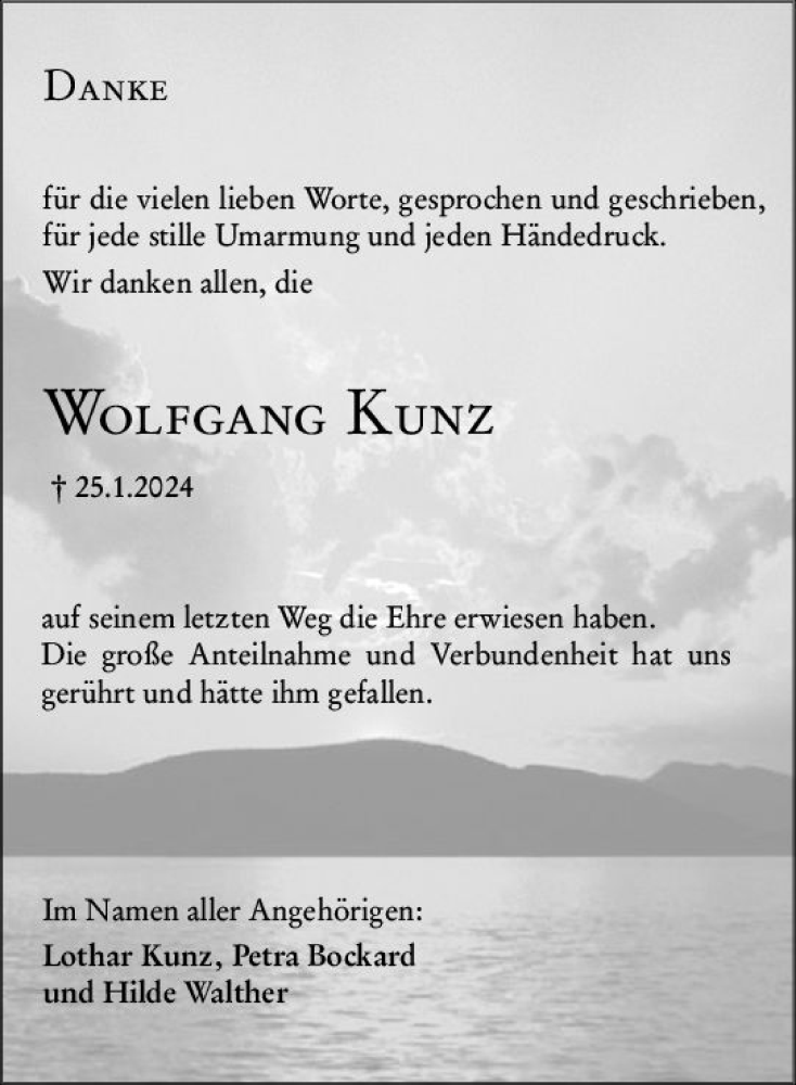  Traueranzeige für Wolfgang Kunz vom 23.02.2024 aus Groß-Gerauer Echo