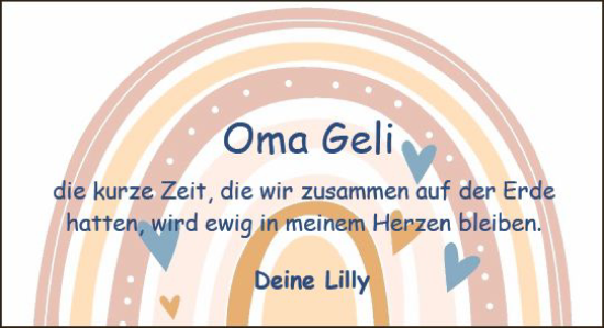 Traueranzeige von Geli  von Odenwälder Echo