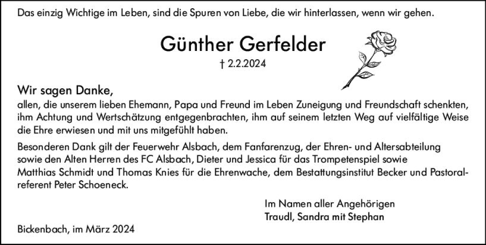  Traueranzeige für Günther Gerfelder vom 09.03.2024 aus Darmstädter Echo