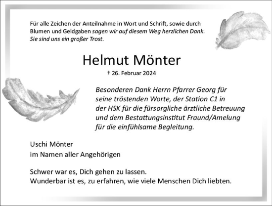 Traueranzeige von Helmut Mönter von Wiesbadener Kurier