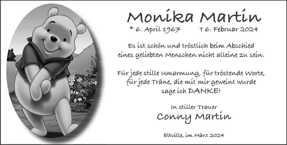  Traueranzeige für Monika Martin vom 02.03.2024 aus Wiesbadener Kurier