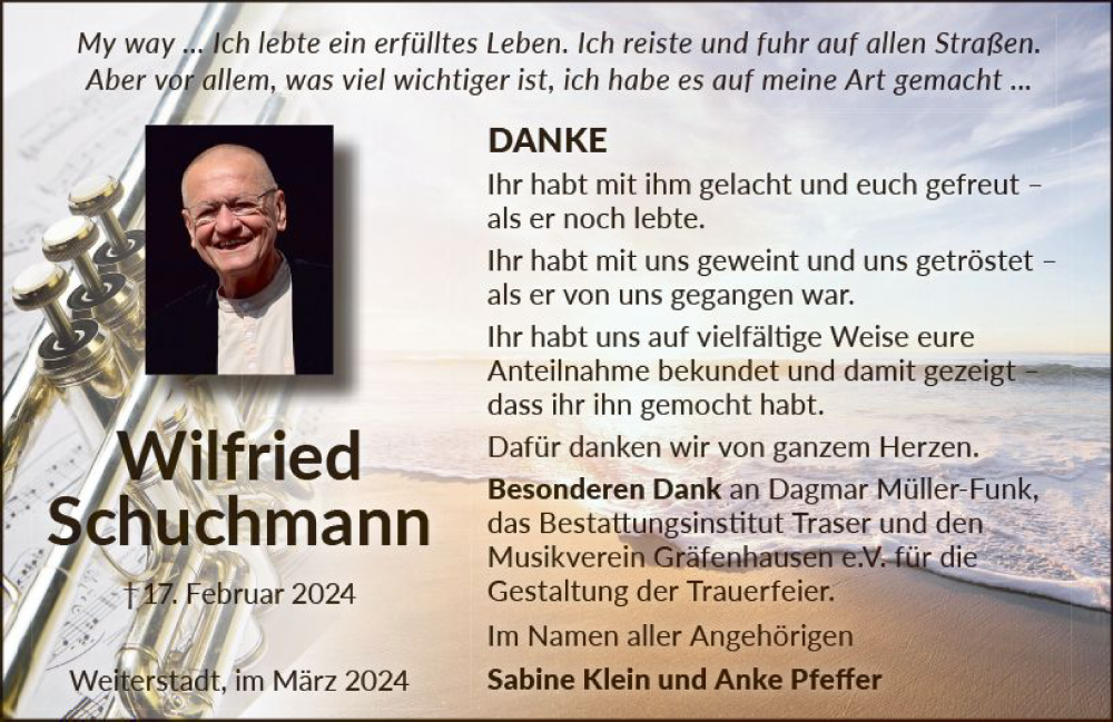  Traueranzeige für Wilfried Schuchmann vom 09.03.2024 aus Groß-Gerauer Echo