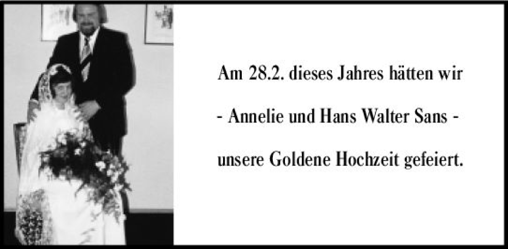 Traueranzeige für Annelie Sans vom 06.04.2024 aus Allgemeine Zeitung Mainz